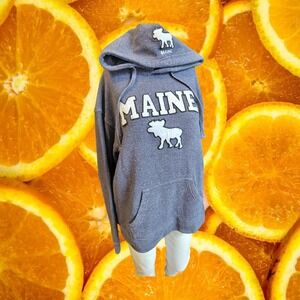 Trading Co Maine Moose Graphic Hoodie Sweatshirt Gray Size M